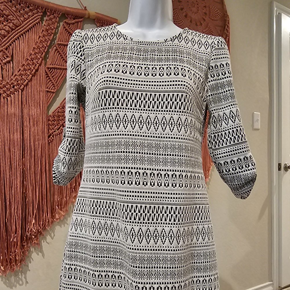 Speeckless Black White Print Dress